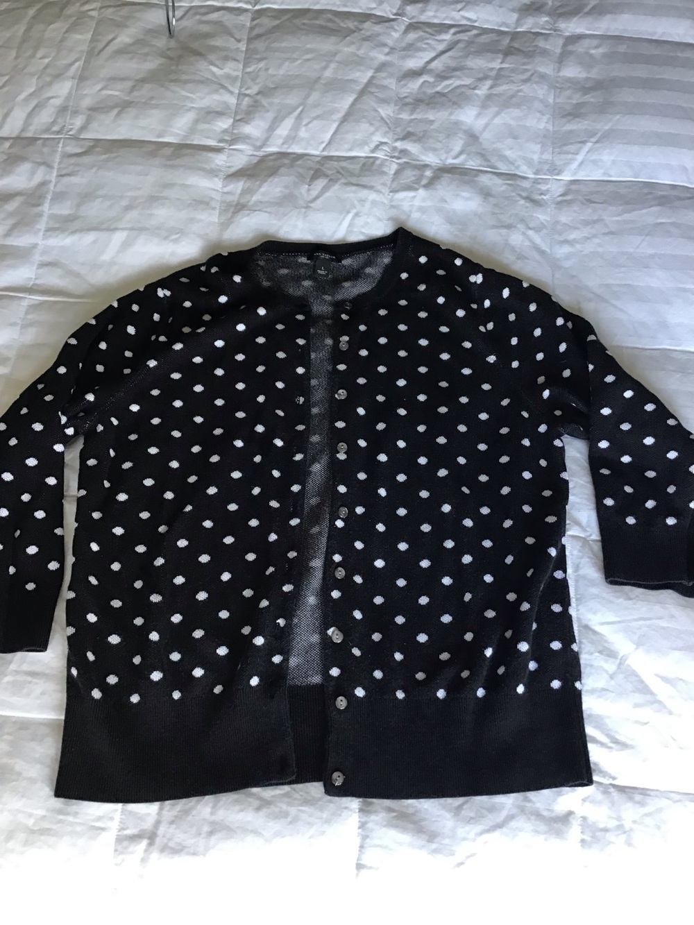 Black Polka Dot Button-Front Cardigan
